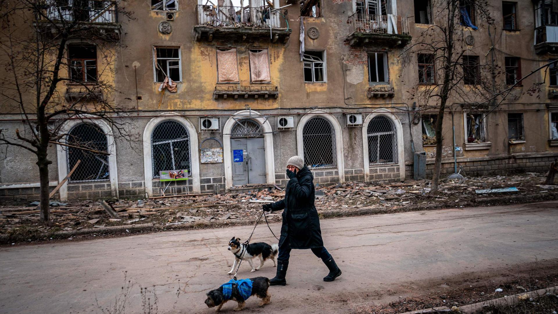 Imagem da destruição na cidade de Chasiv Yar, no leste da Ucrânia, a 5 de janeiro deste ano.