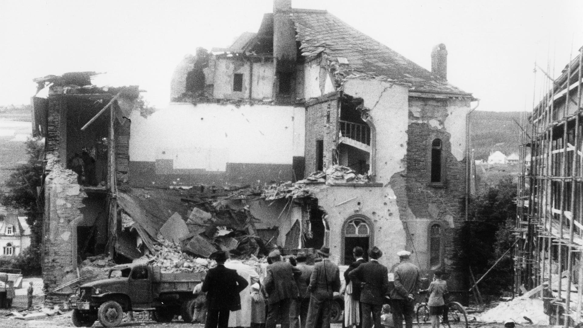 A destruição em Wiltz durante a Segunda Guerra Mundial.