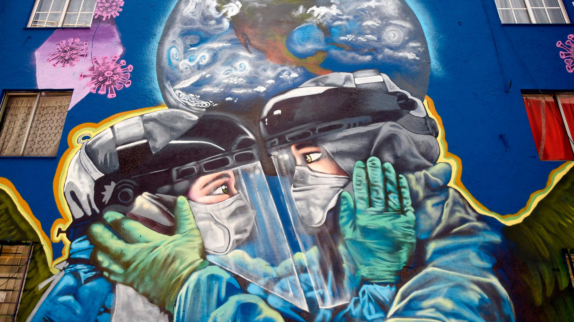 Mural dedicado à pandemia da covid-19 na Cidade do México.