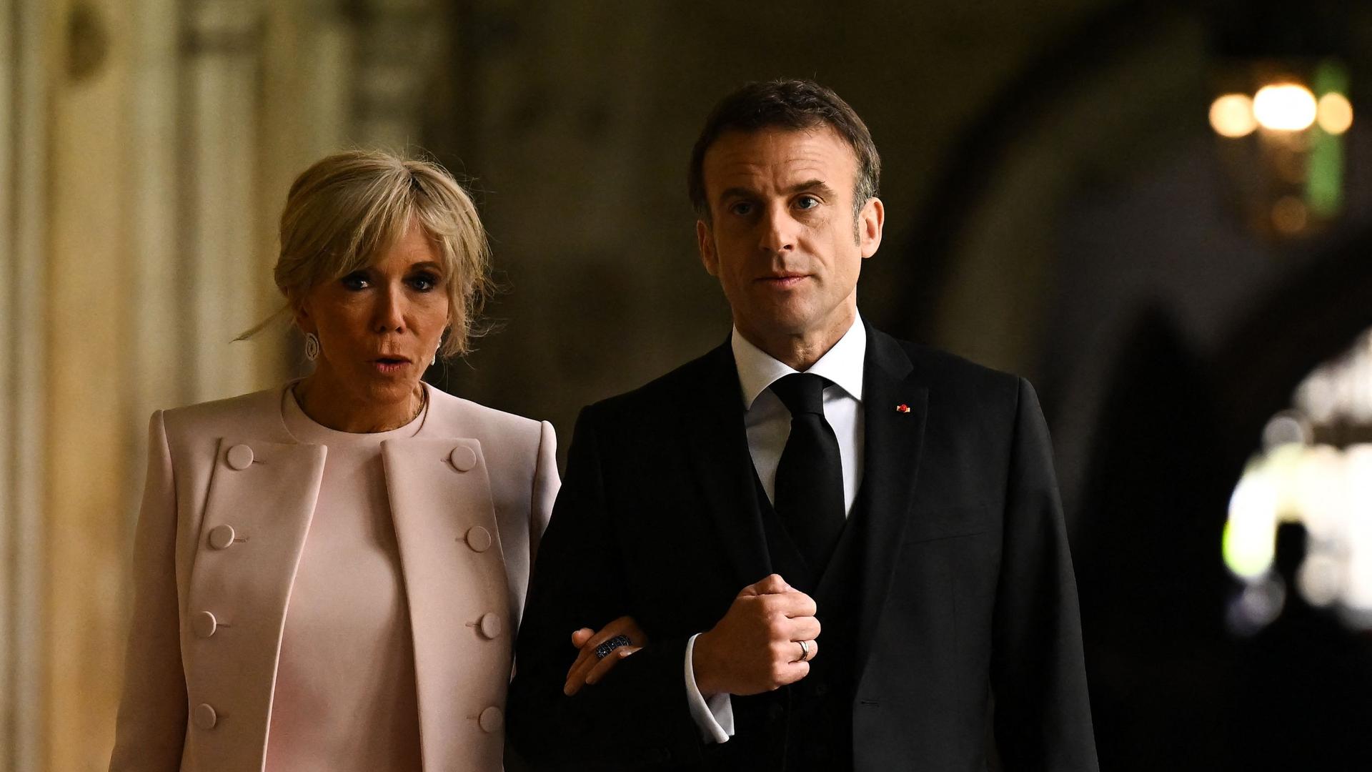 O presidente francês e a mulher, Emmanuel e Brigitte Macron.