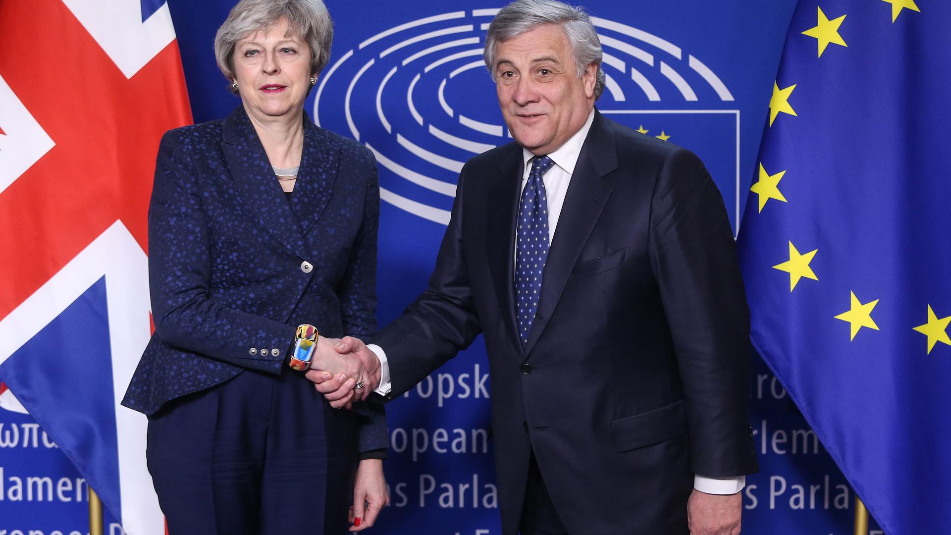 May reuniu-se com Antonio Tajani, Presidente do Parlamento Europeu.