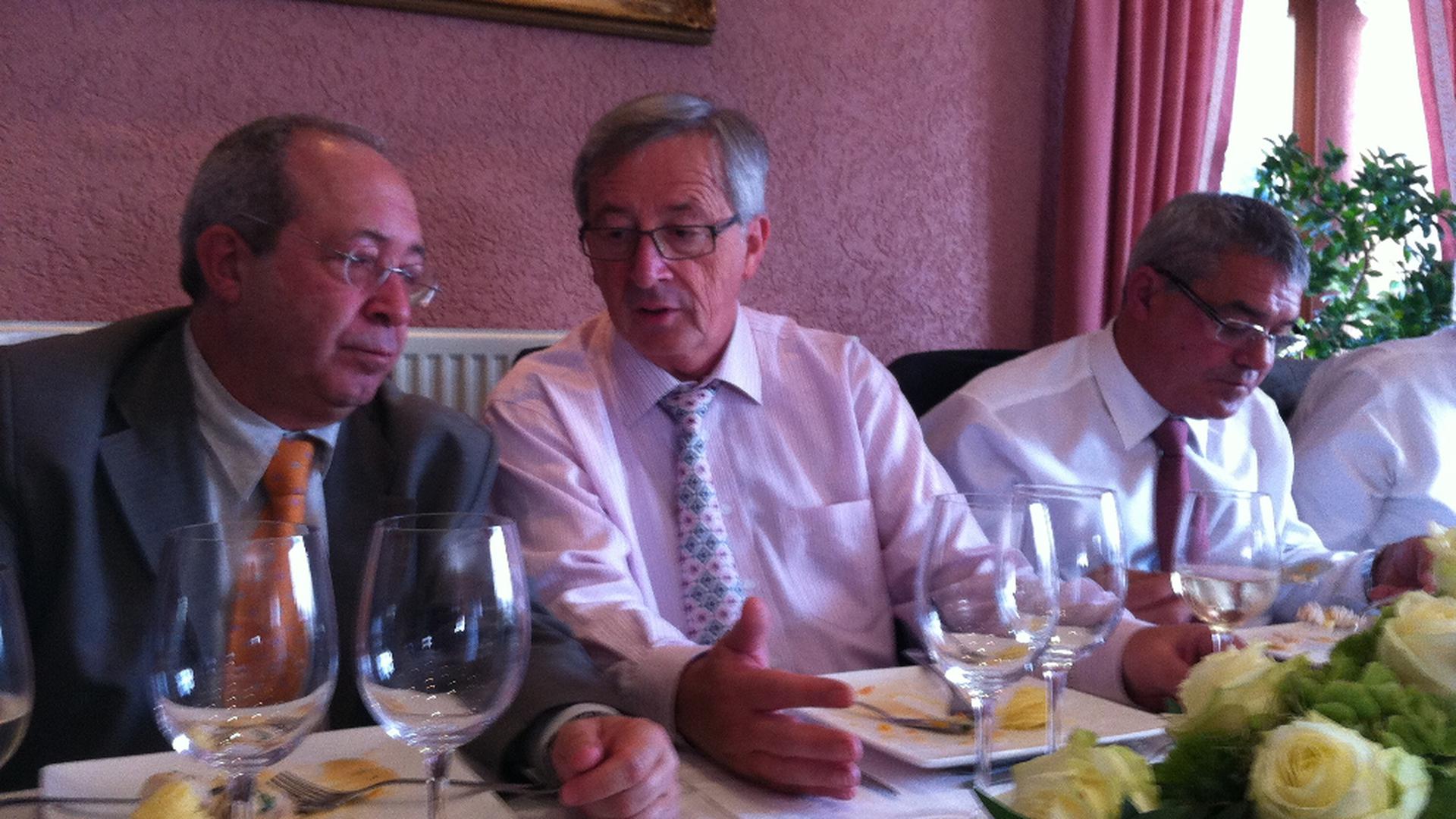 Eduardo Dias (à esq.), Jean-Claude Juncker, e Jorge Rosa