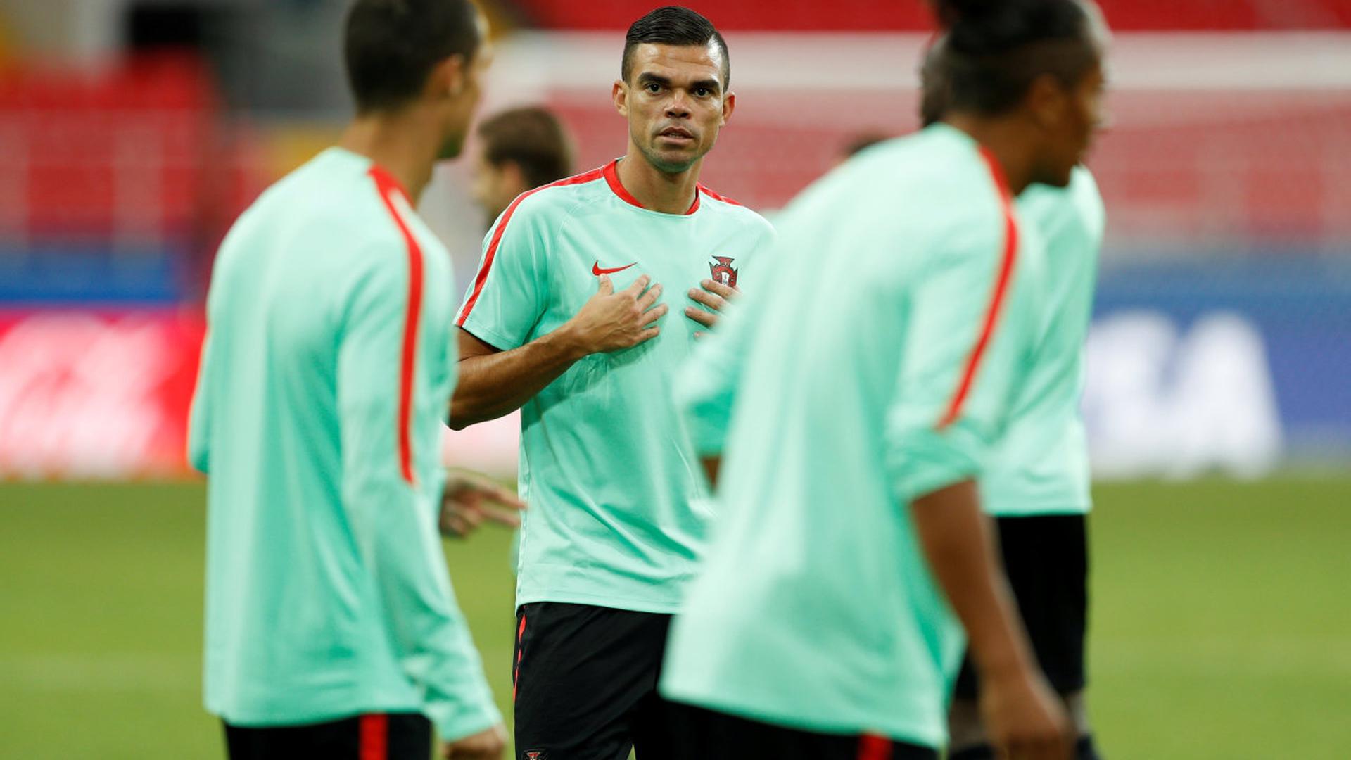 Pepe durante o treino de Portugal