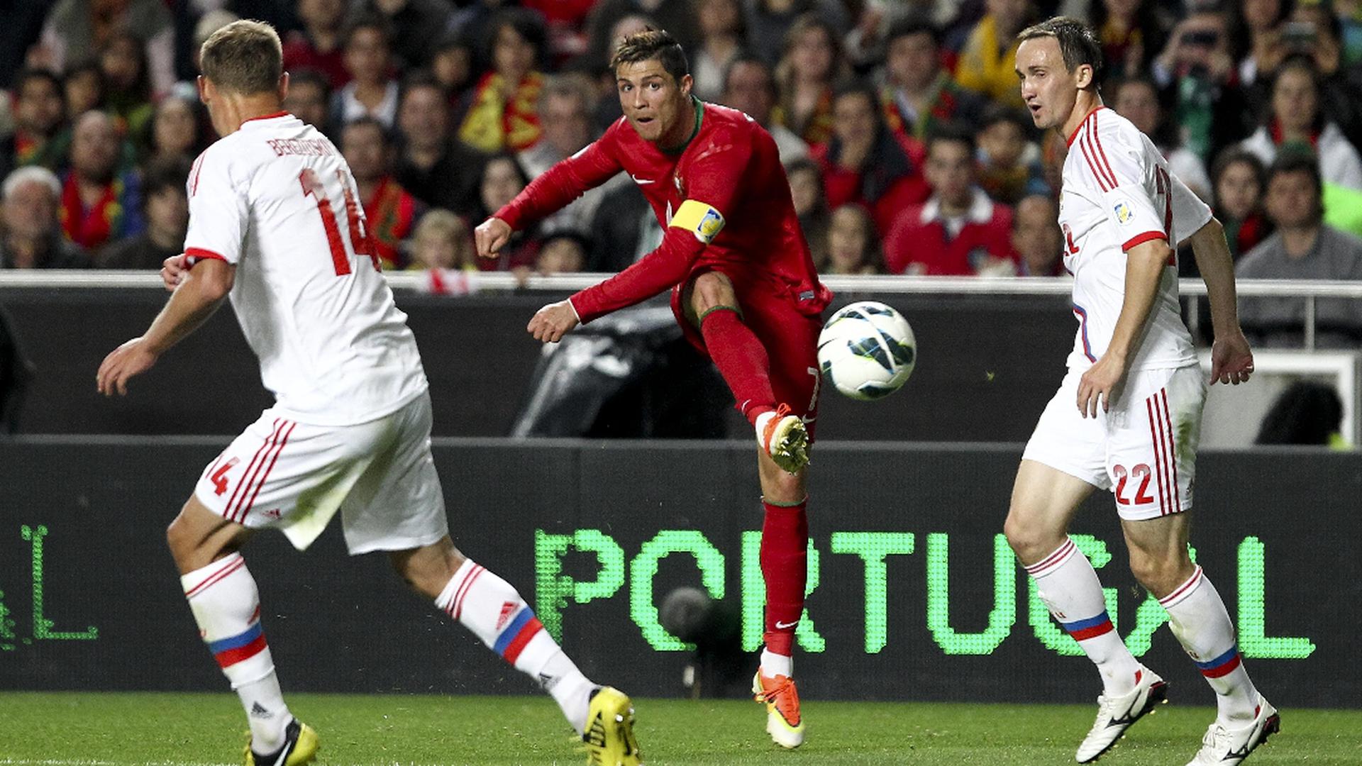 Cristiano Ronaldo rematou várias vezes sem sucesso durante o jogo