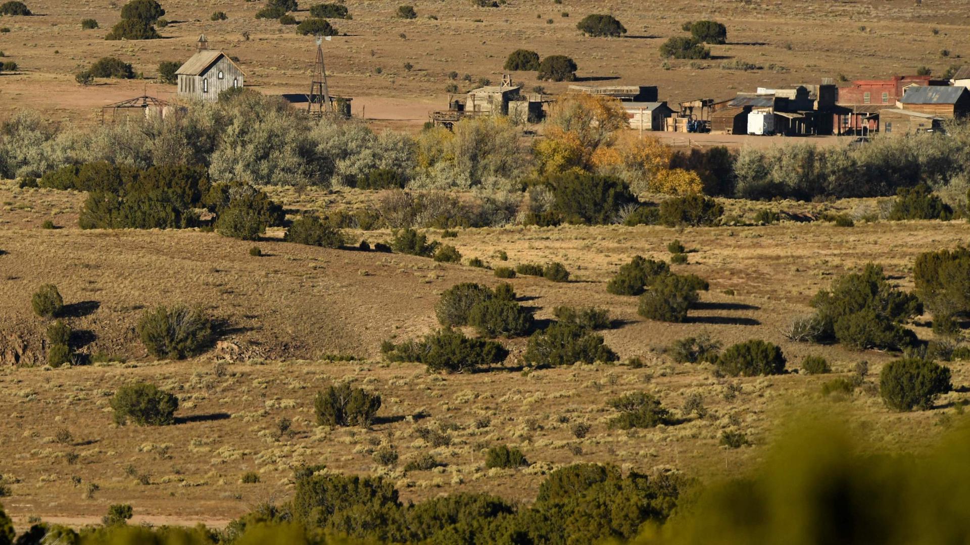 O rancho Bonanza Creek onde decorriam as filmagens de "Rust", no Novo México.
