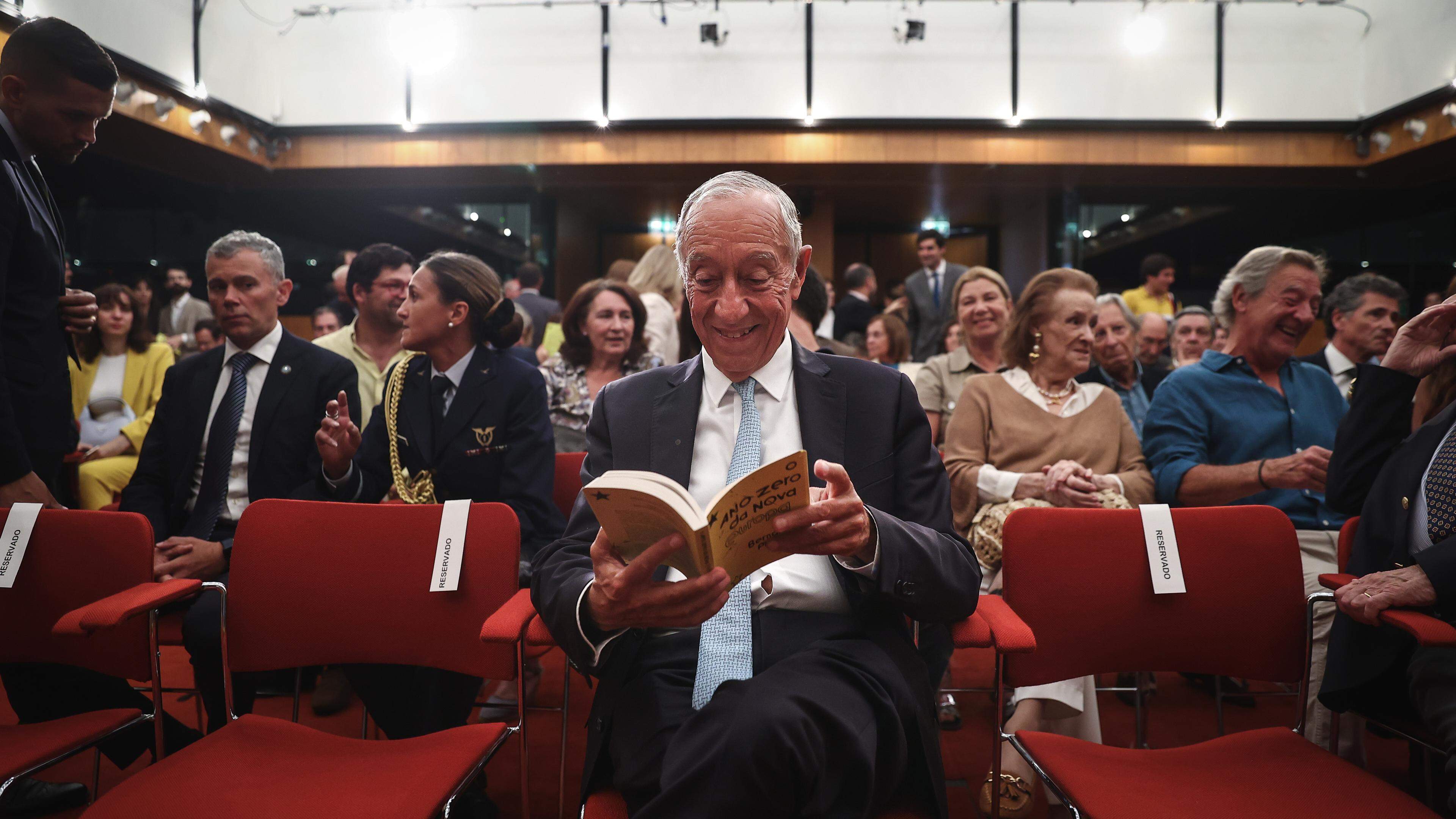 O Presidente da República, Marcelo Rebelo de Sousa, durante o lançamento do livro "O Ano Zero da Nova Europa" da autoria de Bernardo Pires de Lima, no Centro Cultural de Belém, em Lisboa, a 8 de maio de 2024. 