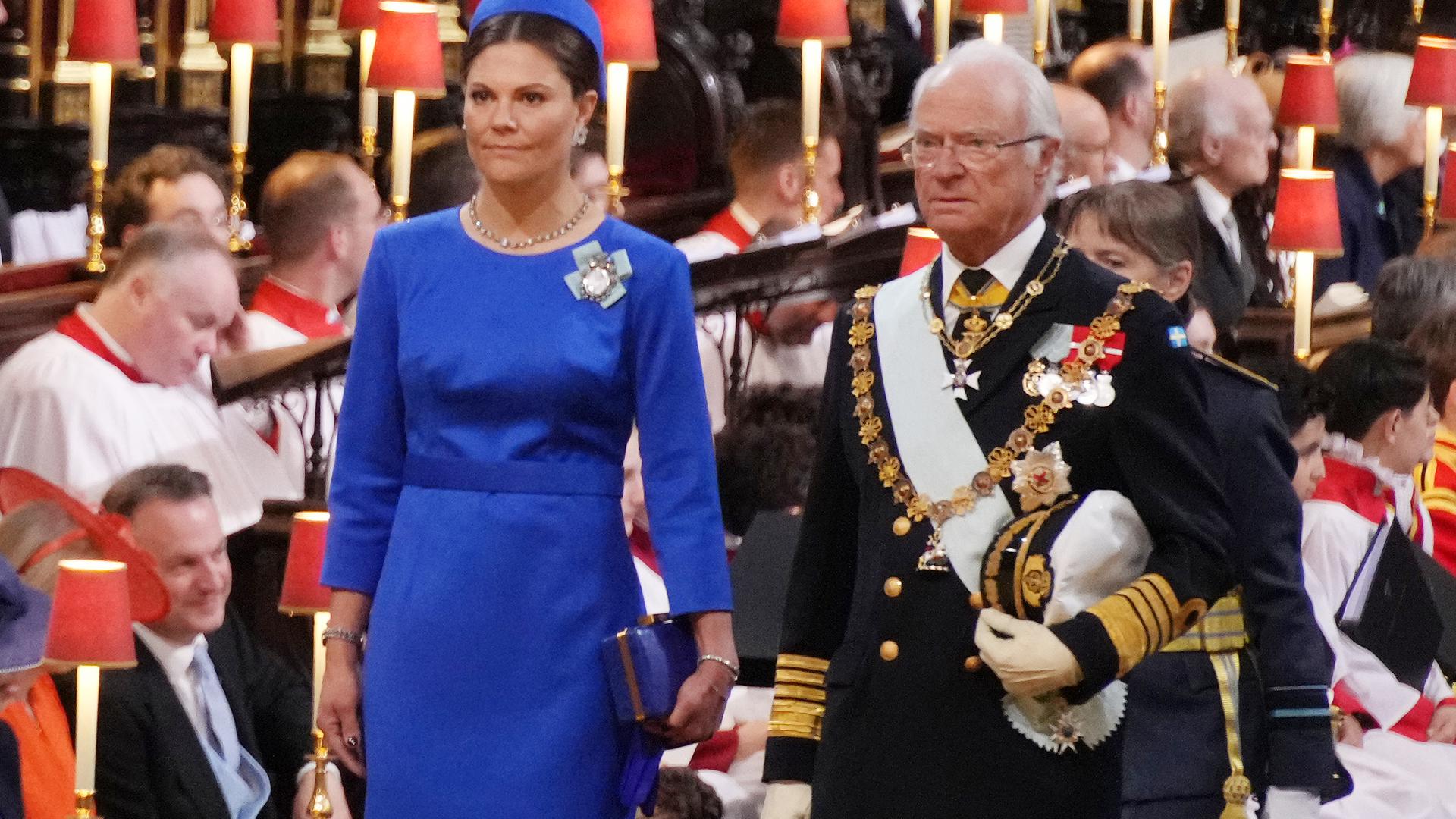 A princesa Victoria e o rei Carlos Gustavo da Suécia.
